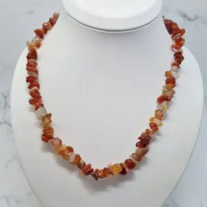 Ogrlica karneol, 45 cm s sponko